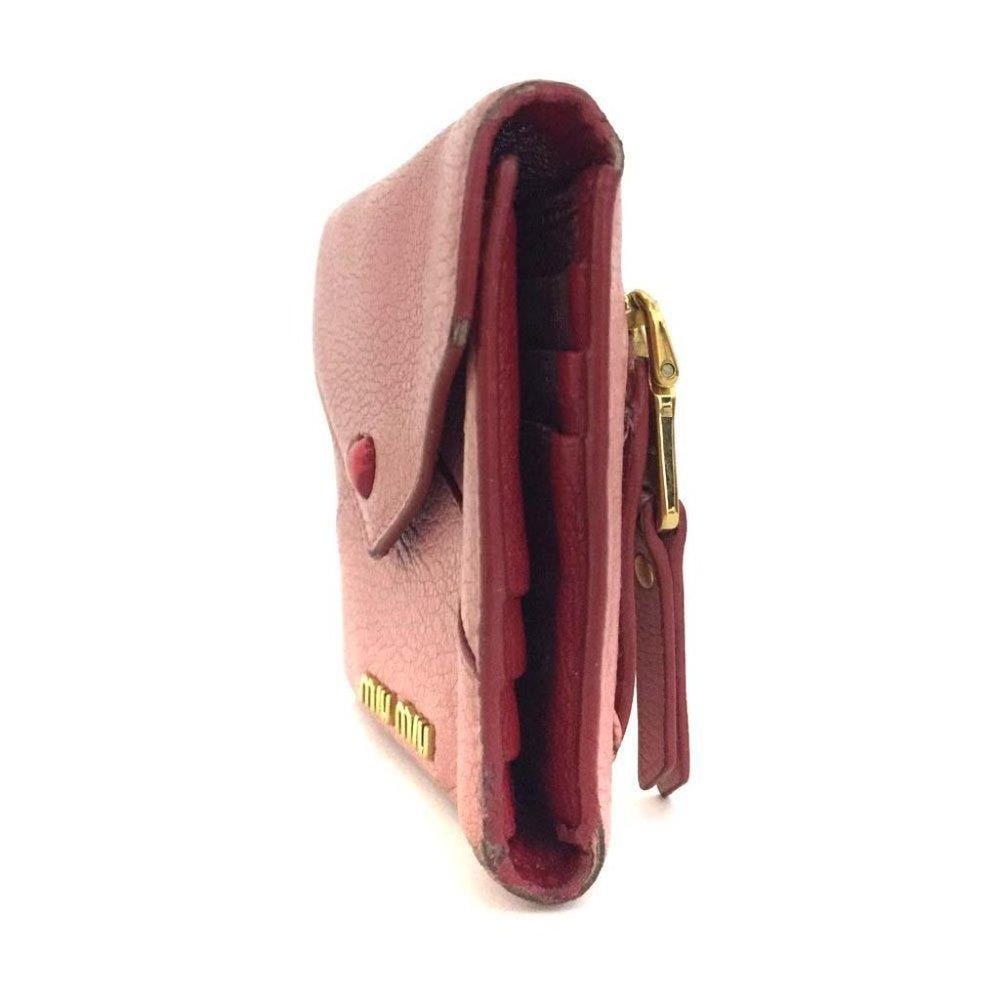393071F V Miu Miu Wallet Heart Pink Trifold Leather - Picture 4 of 9